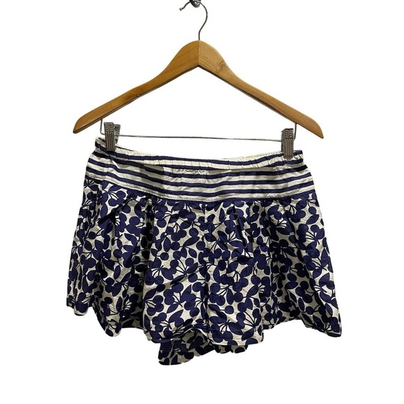 Nanette Lepore Blue White Striped Floral Coverup Silk Shorts Beachwear Sz SM - Picture 3 of 11